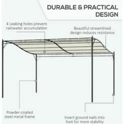 Outsunny 4 X 3M Wall Mounted Awning Free Stand Canopy Shade Porch Pergola Cream -Outsunny store 50886422 5