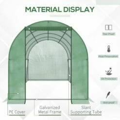 Outsunny 4 X 2M Polytunnel Walk-in Garden Greenhouse With Zip Door And Windows -Outsunny store 50886426 4