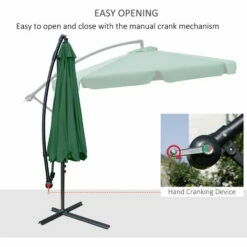 Outsunny 2.7m Garden Cantilever Banana Parasol Sun Shade W/ Crank, Green -Outsunny store 50886430 4