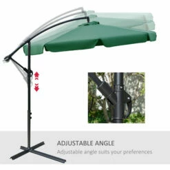 Outsunny 2.7m Garden Cantilever Banana Parasol Sun Shade W/ Crank, Green -Outsunny store 50886430 5