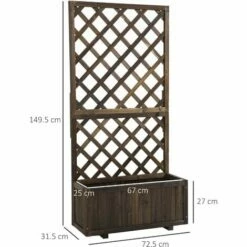 Outsunny Flower Stand Plant Shelf Outdoor Pine W/ Trough Planter, Carbonised 3 Outsunny Flower Stand Plant Shelf Outdoor Pine W/ Trough Planter, Carbonised -Outsunny store 50886432 2