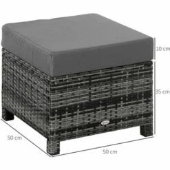 Alternative view of Outsunny Rattan Footstool Wicker Ottoman W/ Padded Seat For Backyard Garden