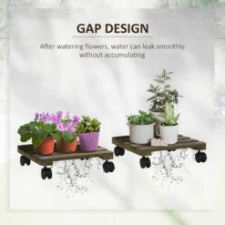 Outsunny 2 Pack Plant Stand With Wheels Flowerpot Holder Indoor & Outdoor Use 11 Outsunny 2 Pack Plant Stand With Wheels Flowerpot Holder Indoor & Outdoor Use -Outsunny store 50886438 5