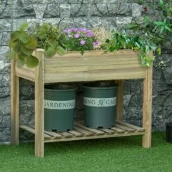 Outsunny Raised Garden Bed W/ Legs And Storage Shelf Elevated Wood Planter Box 4 Outsunny Raised Garden Bed W/ Legs And Storage Shelf Elevated Wood Planter Box -Outsunny store 50886439 3