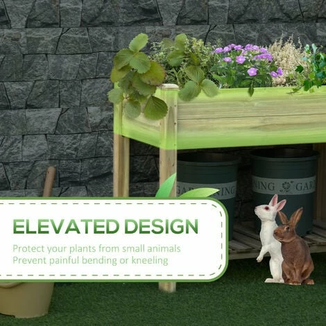Outsunny Raised Garden Bed w/ Legs and Storage Shelf Elevated Wood Planter Box Outsunny Raised Garden Bed W/ Legs And Storage Shelf Elevated Wood Planter Box -Outsunny store 50886439 4