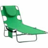 Outsunny Beach Chaise Lounge Portable Adjustable Backrest With Face Cavity Green -Outsunny store 50886440 1