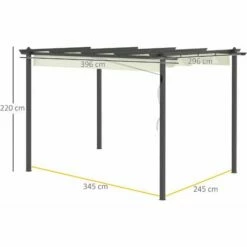 Outsunny 4 X 3(m) Aluminum Pergola Gazebo Garden Shelter W/ Retractable Roof -Outsunny store 50886441 2