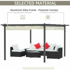 Outsunny 4 X 3(m) Aluminum Pergola Gazebo Garden Shelter W/ Retractable Roof -Outsunny store 50886441 4