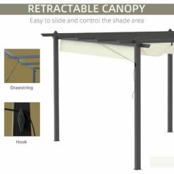 Outsunny 4 X 3(m) Aluminum Pergola Gazebo Garden Shelter W/ Retractable Roof -Outsunny store 50886441 5