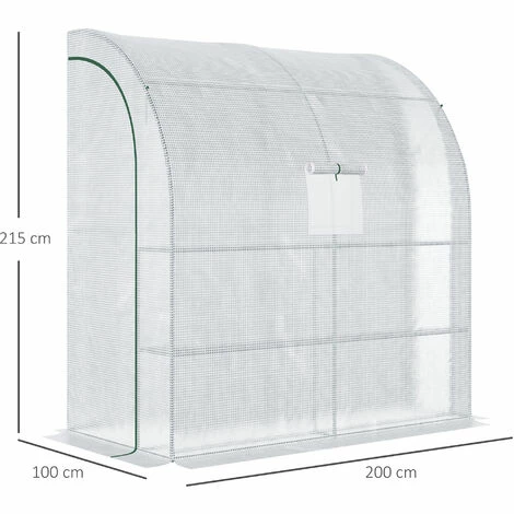Outsunny Walk-In Lean To Wall Greenhouse W/Window&Door 200Lx 100W X 215Hcm White 4 Outsunny Walk-In Lean To Wall Greenhouse W/Window&Door 200Lx 100W X 215Hcm White - Image 2