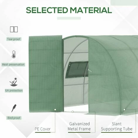 Outsunny 4 X 3M Reinforced Walk-in Polytunnel Garden Greenhouse Steel Frame 6 Outsunny 4 X 3M Reinforced Walk-in Polytunnel Garden Greenhouse Steel Frame - Image 4