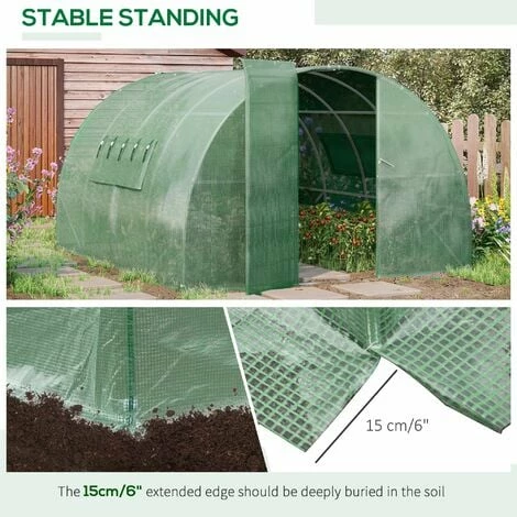 Outsunny 4 X 3M Reinforced Walk-in Polytunnel Garden Greenhouse Steel Frame 7 Outsunny 4 X 3M Reinforced Walk-in Polytunnel Garden Greenhouse Steel Frame - Image 5