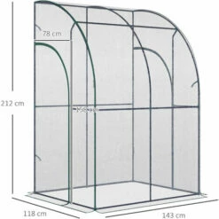 Outsunny 143 X 118 X 212cm Walk-In Lean To Wall Tunnel PVC Greenhouse With Doors -Outsunny store 50886444 2