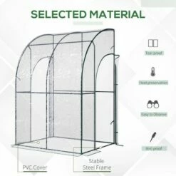 Outsunny 143 X 118 X 212cm Walk-In Lean To Wall Tunnel PVC Greenhouse With Doors -Outsunny store 50886444 4