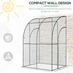 Outsunny 143 X 118 X 212cm Walk-In Lean To Wall Tunnel PVC Greenhouse With Doors -Outsunny store 50886444 5