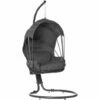 Outsunny Hanging Egg Chair Swing Hammock Chair W/ Stand Retractable Canopy Grey -Outsunny store 50886448 1