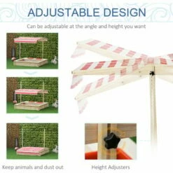 Outsunny Kids Wooden Sand Pit Children Sandbox W/ Adjustable Canopy Shade -Outsunny store 50886452 4
