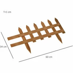 Outsunny Pack Of 12 Wooden Plant Border Fence Garden Fixed Picket Fence Brown -Outsunny store 50886455 2