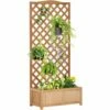 Outsunny Garden Wooden Planter Box With Trellis Flower Raised Bed, 76x36x170cm -Outsunny store 50886458 1