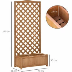 Outsunny Garden Wooden Planter Box With Trellis Flower Raised Bed, 76x36x170cm 3 Outsunny Garden Wooden Planter Box With Trellis Flower Raised Bed, 76x36x170cm -Outsunny store 50886458 2