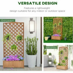 Outsunny Garden Wooden Planter Box With Trellis Flower Raised Bed, 76x36x170cm 5 Outsunny Garden Wooden Planter Box With Trellis Flower Raised Bed, 76x36x170cm -Outsunny store 50886458 4