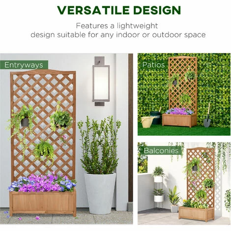 Outsunny Garden Wooden Planter Box with Trellis Flower Raised Bed, 76x36x170cm Outsunny Garden Wooden Planter Box With Trellis Flower Raised Bed, 76x36x170cm -Outsunny store 50886458 4