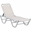Outsunny Sun Lounger Relaxer Recliner With 5-Position Adjustable Backrest White -Outsunny store 50886459 1
