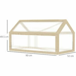 Outsunny Wooden Cold Frame Greenhouse Garden Polycarbonate Grow House, Natural -Outsunny store 50886460 2