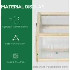 Outsunny Wooden Cold Frame Greenhouse Garden Polycarbonate Grow House, Natural -Outsunny store 50886460 4
