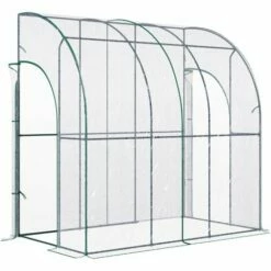 Outsunny 214 X 118 X 212cm Walk-In Lean To Wall Tunnel PVC Greenhouse With Doors