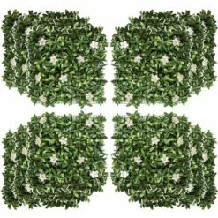 Outsunny 12PCS Artificial Boxwood Panel Faux Rhododendron Greenery Backdrop