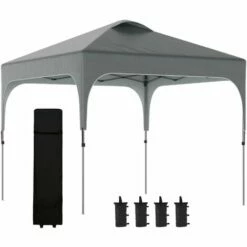 Outsunny Pop Up Gazebo Foldable W/ Wheeled Carry Bag & 4 Weight Bags, Grey