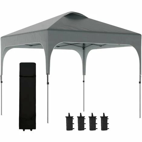 Outsunny Pop Up Gazebo Foldable w/ Wheeled Carry Bag & 4 Weight Bags, Grey Outsunny Pop Up Gazebo Foldable W/ Wheeled Carry Bag & 4 Weight Bags, Grey -Outsunny store 50886470 1