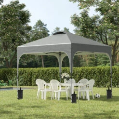 Outsunny Pop Up Gazebo Foldable W/ Wheeled Carry Bag & 4 Weight Bags, Grey 4 Outsunny Pop Up Gazebo Foldable W/ Wheeled Carry Bag & 4 Weight Bags, Grey -Outsunny store 50886470 3