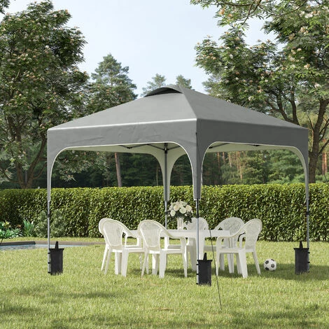 Outsunny Pop Up Gazebo Foldable w/ Wheeled Carry Bag & 4 Weight Bags, Grey Outsunny Pop Up Gazebo Foldable W/ Wheeled Carry Bag & 4 Weight Bags, Grey -Outsunny store 50886470 3