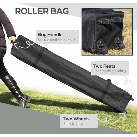 Outsunny Pop Up Gazebo Foldable w/ Wheeled Carry Bag & 4 Weight Bags, Grey Outsunny Pop Up Gazebo Foldable W/ Wheeled Carry Bag & 4 Weight Bags, Grey -Outsunny store 50886470 4