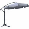 Outsunny 2.7m Garden Cantilever Banana Parasol Sun Shade W/ Crank, Dark Grey -Outsunny store 50886471 1