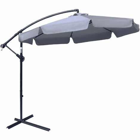 Outsunny 2.7m Garden Cantilever Banana Parasol Sun Shade w/ Crank, Dark Grey Outsunny 2.7m Garden Cantilever Banana Parasol Sun Shade W/ Crank, Dark Grey -Outsunny store 50886471 1