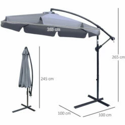 Outsunny 2.7m Garden Cantilever Banana Parasol Sun Shade W/ Crank, Dark Grey 3 Outsunny 2.7m Garden Cantilever Banana Parasol Sun Shade W/ Crank, Dark Grey -Outsunny store 50886471 2