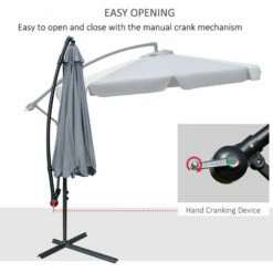 Outsunny 2.7m Garden Cantilever Banana Parasol Sun Shade W/ Crank, Dark Grey 5 Outsunny 2.7m Garden Cantilever Banana Parasol Sun Shade W/ Crank, Dark Grey -Outsunny store 50886471 4