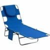 Outsunny Beach Chaise Lounge Portable Adjustable Backrest With Face Cavity Blue -Outsunny store 50886472 1