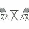 Outsunny 3 Piece Garden Bistro Set W/ Foldable Design Round Dining Table Black 2 Outsunny 3 Piece Garden Bistro Set W/ Foldable Design Round Dining Table Black -Outsunny store 50886473 1