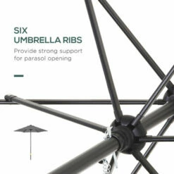 Outsunny 2m Parasol Patio Umbrella, Outdoor Sun Shade With 6 Ribs Dark Grey -Outsunny store 50886482 5