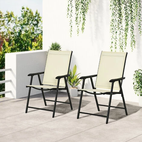 Outsunny 2-PCS Garden Armchairs Outdoor Patio Folding Modern Furniture Beige Outsunny 2-PCS Garden Armchairs Outdoor Patio Folding Modern Furniture Beige -Outsunny store 50886484 3