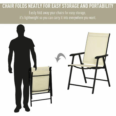 Outsunny 2-PCS Garden Armchairs Outdoor Patio Folding Modern Furniture Beige Outsunny 2-PCS Garden Armchairs Outdoor Patio Folding Modern Furniture Beige -Outsunny store 50886484 5