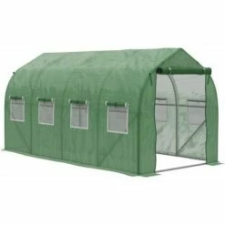 Outsunny 4 X 2 M Walk In Polytunnel Greenhouse Galvanised Steel W/ Zipped Door