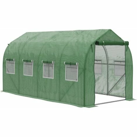 Outsunny 4 x 2 M Walk in Polytunnel Greenhouse Galvanised Steel w/ Zipped Door Outsunny 4 X 2 M Walk In Polytunnel Greenhouse Galvanised Steel W/ Zipped Door -Outsunny store 50886488 1