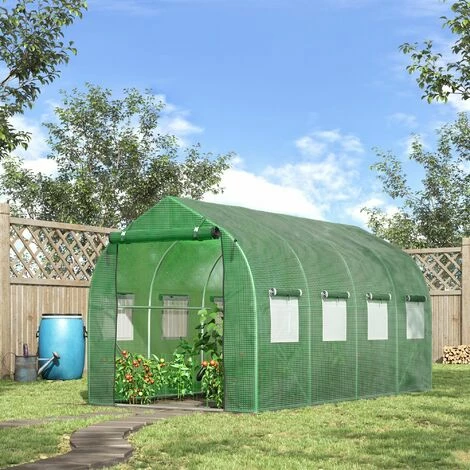 Outsunny 4 x 2 M Walk in Polytunnel Greenhouse Galvanised Steel w/ Zipped Door Outsunny 4 X 2 M Walk In Polytunnel Greenhouse Galvanised Steel W/ Zipped Door -Outsunny store 50886488 3