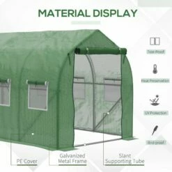 Outsunny 4 X 2 M Walk In Polytunnel Greenhouse Galvanised Steel W/ Zipped Door 5 Outsunny 4 X 2 M Walk In Polytunnel Greenhouse Galvanised Steel W/ Zipped Door -Outsunny store 50886488 4
