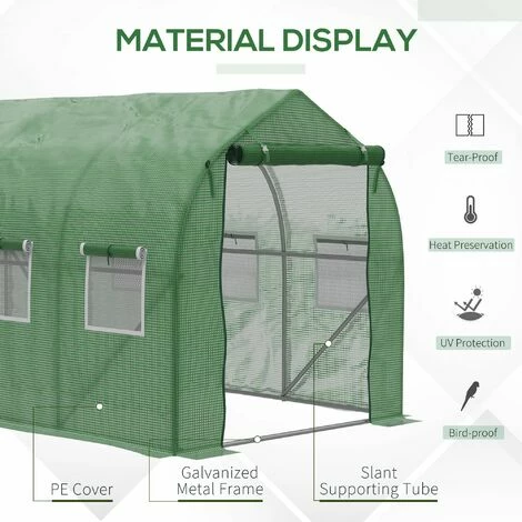 Outsunny 4 x 2 M Walk in Polytunnel Greenhouse Galvanised Steel w/ Zipped Door Outsunny 4 X 2 M Walk In Polytunnel Greenhouse Galvanised Steel W/ Zipped Door -Outsunny store 50886488 4